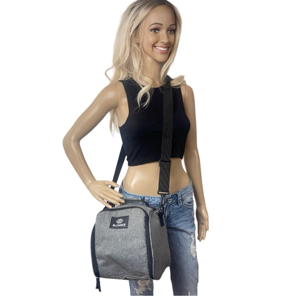 Slonser Dark Heather Gray Breast Pump Bag with Matching Bottle/Milk Bag
